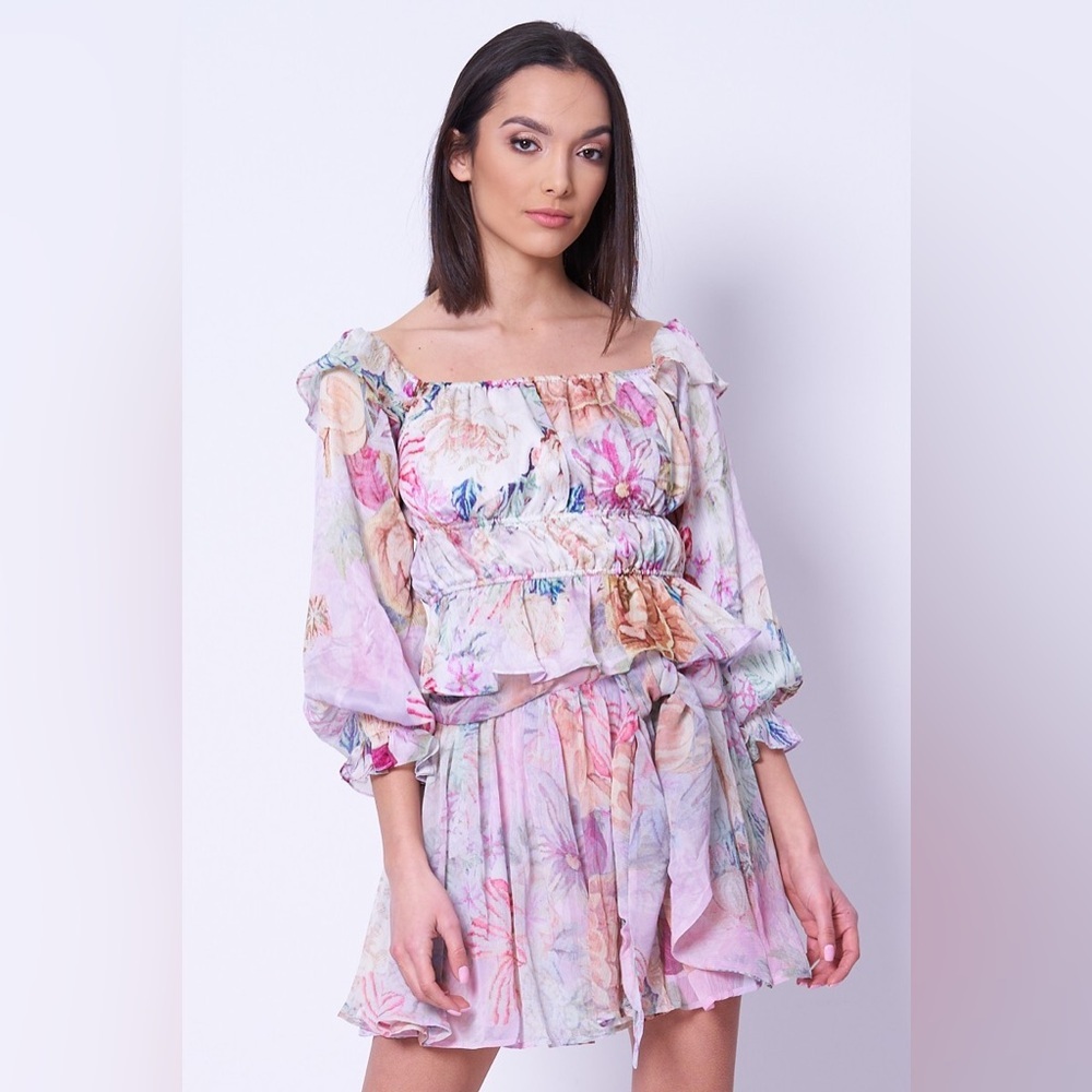 GUESS Azura Ruffled Floral Top
